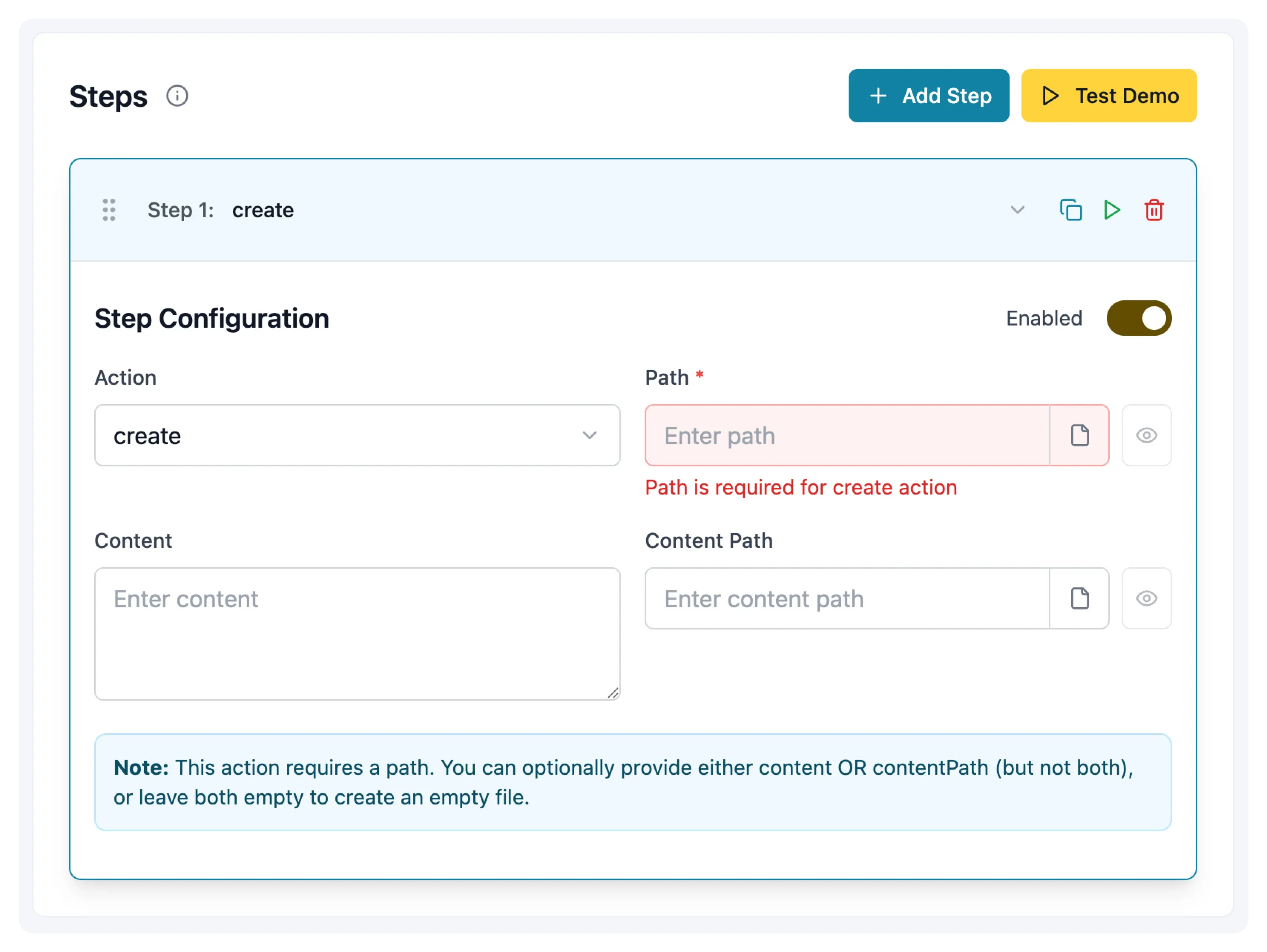 Adding your first step within the Config Editor